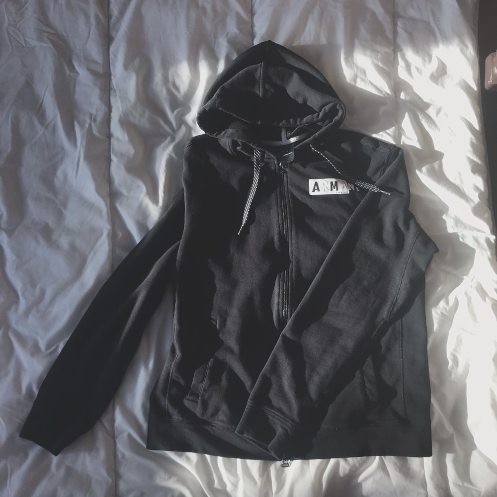 Armani Exchange Mens Medium Full-Zip Black Sweater Double Zipper